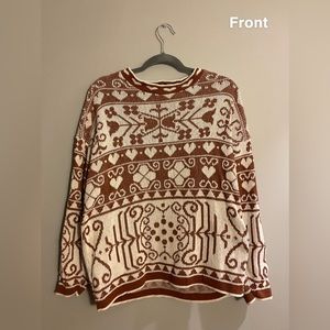 Cabin Creek Brown Heart Intricate Sweater